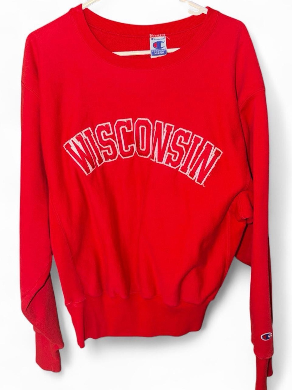 Champion Red Wisconsin Crewneck Sweatshirt
